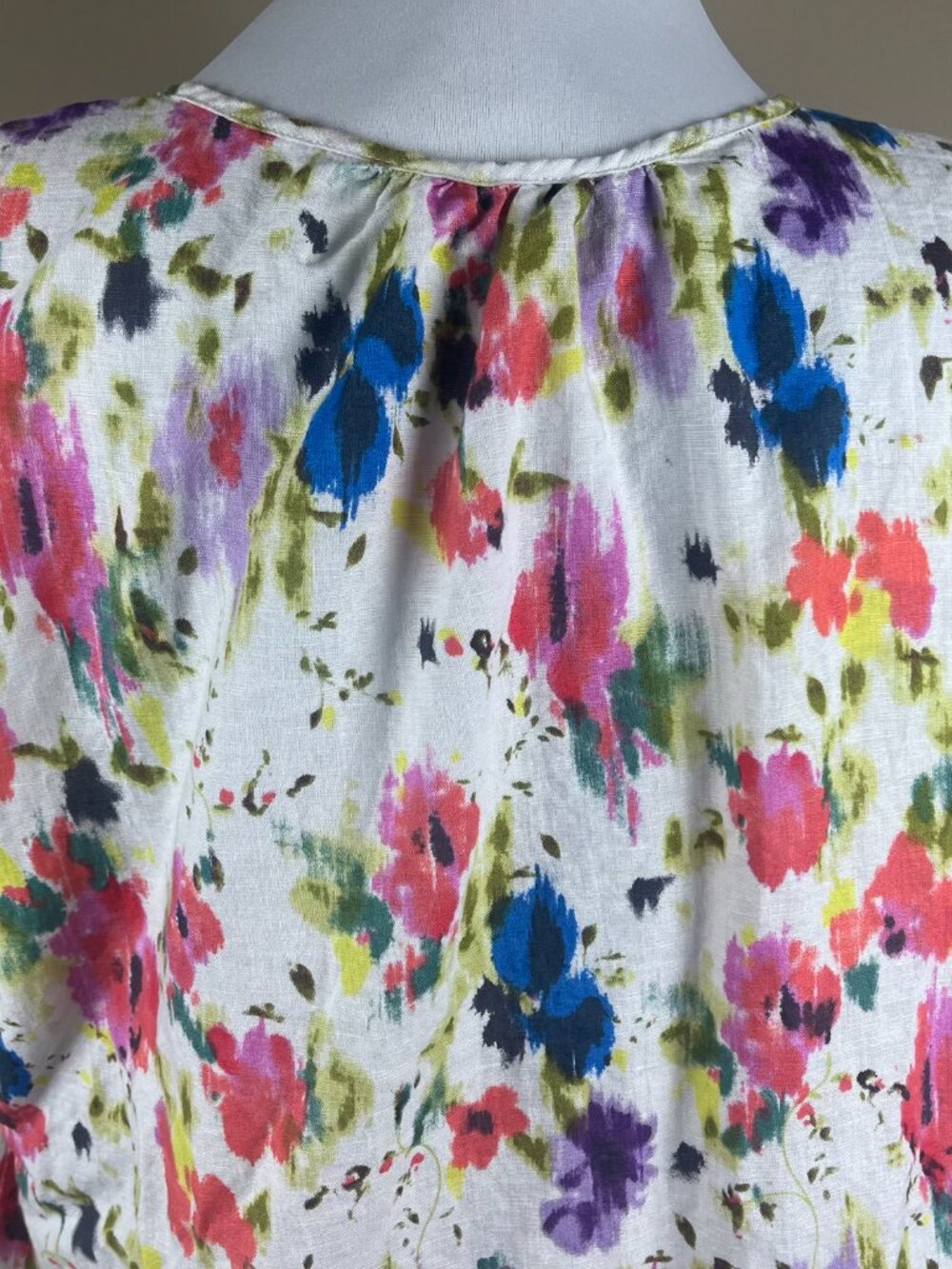 Hester & Orchard Women's Cap Sleeve Linen Blend Top Blouse Size XL Pink Blue - Picture 6 of 9